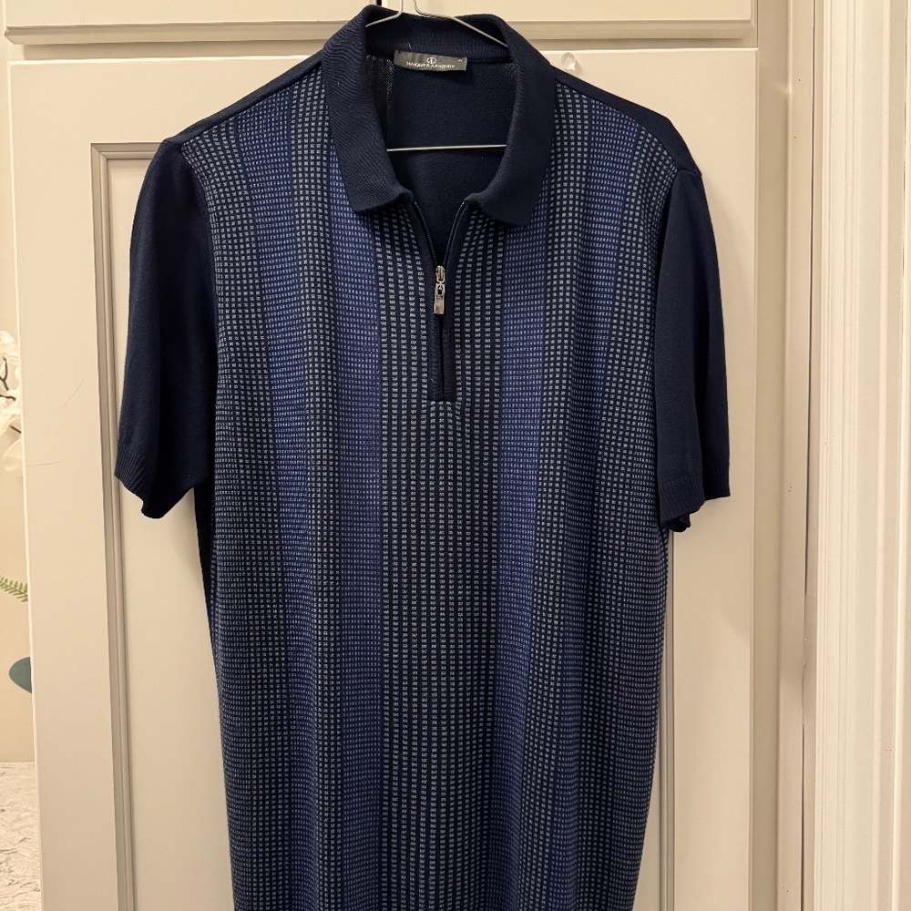 BRAND NEW Haight & Ashbury TEXTURED VERTICAL STRIPE ZIP KNIT POLO In XL